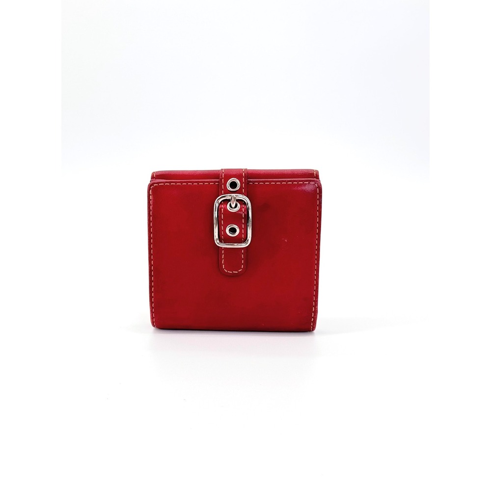 Coach Legacy Mini Wallet True Red Leather Silver Hardware Early 2000s
